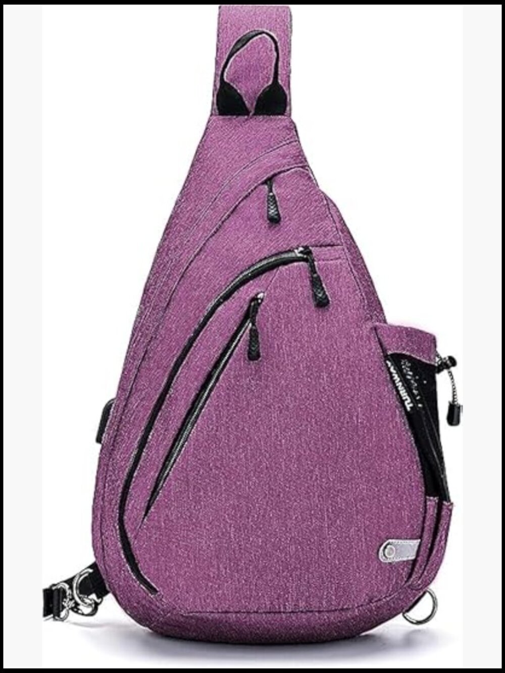 Water-Proof Sling Bag Crossbody Backpack USB Charging Port Travel Hiking